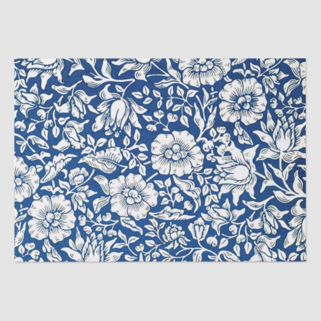 Papel De Seda Padrão de colheita Mallow Azul (Frente )