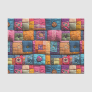Papel De Seda Padrão de Colisão de Patchwork Whimsical: Design c