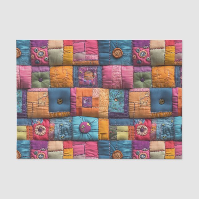 Papel De Seda Padrão de Colisão de Patchwork Whimsical: Design c (Frente )