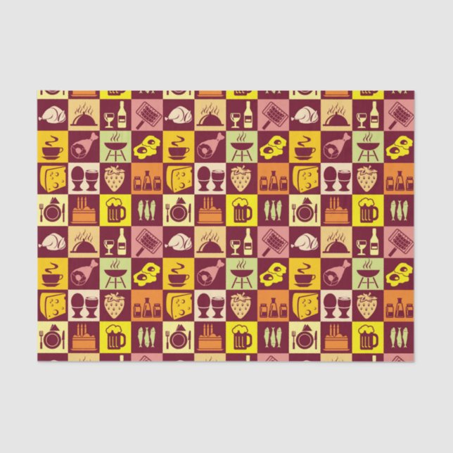 Papel De Seda Padrão de Comida 3 (Frente )