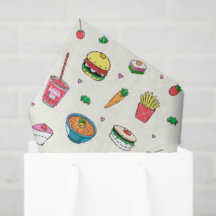 Padrão de Comida colorido bonito em branco