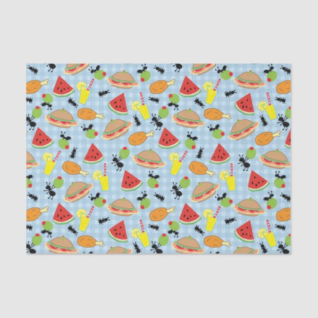 Papel De Seda Padrão de Comida Picnic engraçado (Frente )