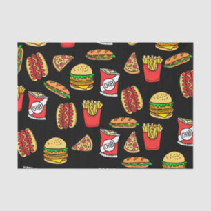 Papel De Seda Padrão de Comida Rápida