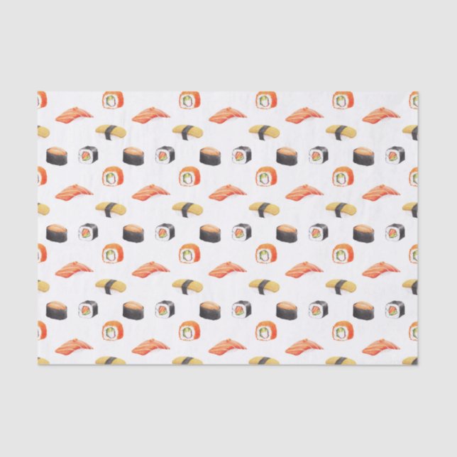 Papel De Seda Padrão de Comida Sushi Japonês (Frente )