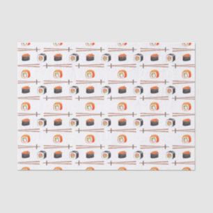 Papel De Seda Padrão de Comida Sushi Japonês