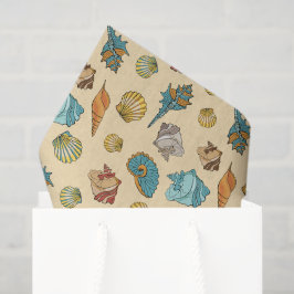 Papel De Seda padrão de conchas de praia fofas