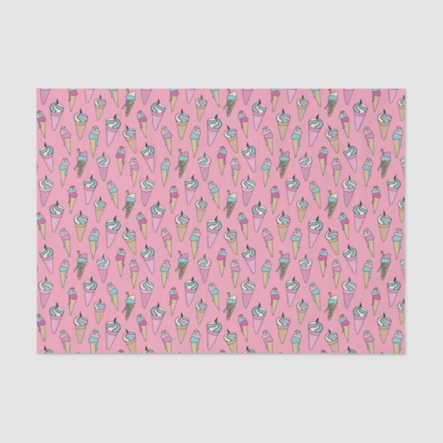 Papel De Seda Padrão de cone de sorvete (Frente )