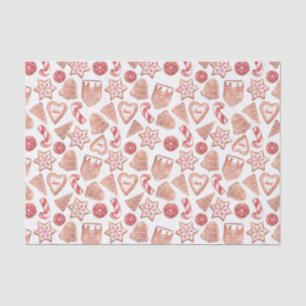 Papel De Seda Padrão de Cookies de Açúcar de Natal Festivo