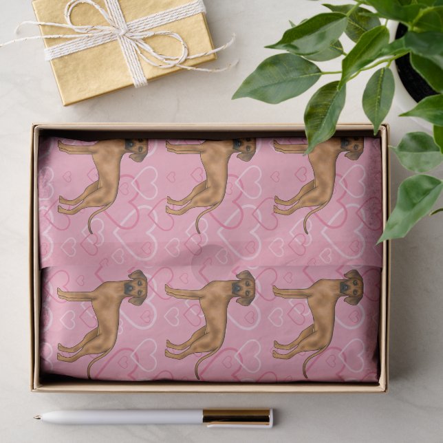 Papel De Seda Padrão de Coração de Amor pelo Cão Ridgeback da Ro (Presente)