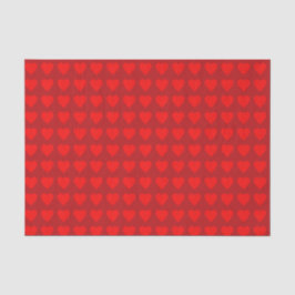 Papel De Seda Padrão de Coração - Vermelho no Vermelho