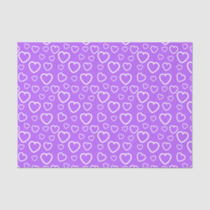 Papel De Seda Padrão de Corações de Amor Roxo e Branco