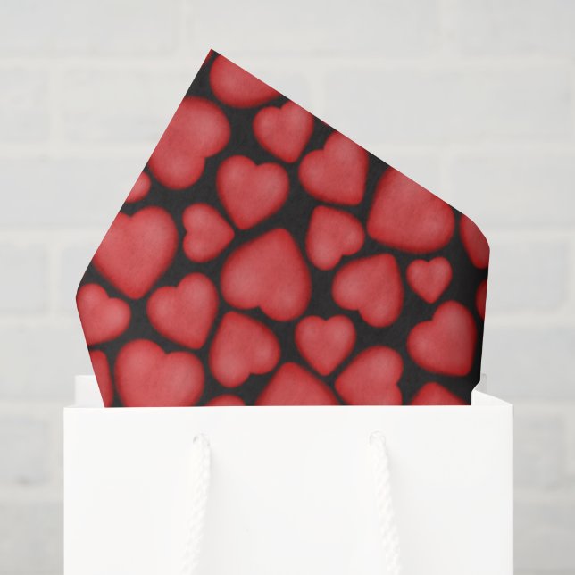 Papel De Seda padrão de corações vermelhos caídos (Sacola de presentes)