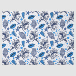 Papel De Seda Padrão de coral de concha de praia