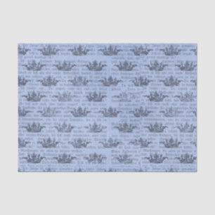 Papel De Seda Padrão de Coroa da Vintagem Azul