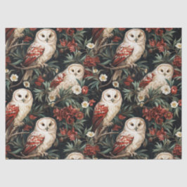 Papel De Seda Padrão de coruja floral de Natal vintage fantasia