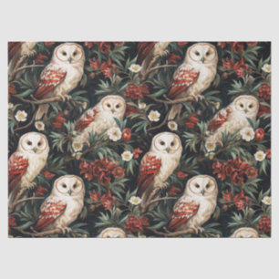 Papel De Seda Padrão de coruja floral de Natal vintage fantasia