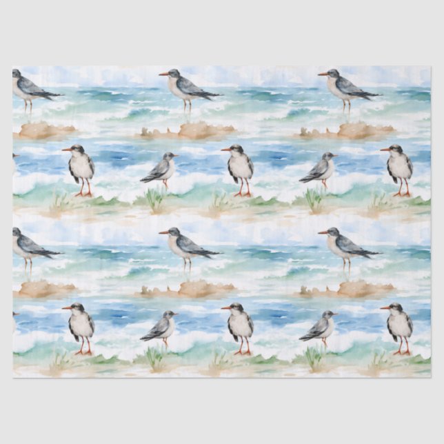 Papel De Seda Padrão de Costa do Maçarico Costeiro (4) (Frente )