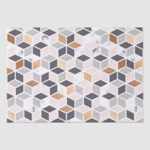 Papel De Seda Padrão de cubos geométricos dos tons da Terra