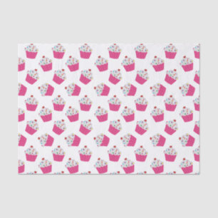 Papel De Seda Padrão de Cupcake Rosa Brilhante do Deserto Bonito