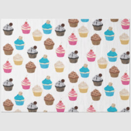 Papel De Seda Padrão de Cupcakes Cute Coloridos