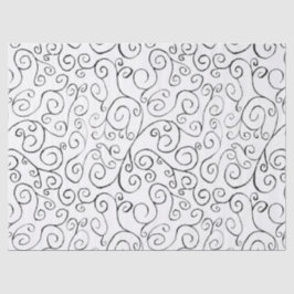 Papel De Seda Padrão de Curva Pintado à Mão Branca