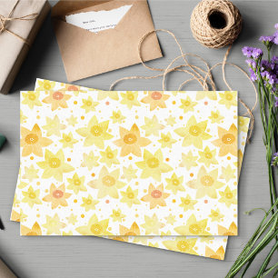 Papel De Seda Padrão de Daffodil e pontos amarelo divertido