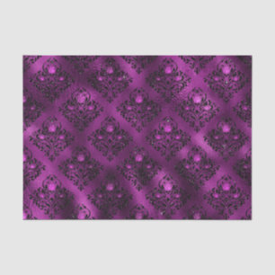Papel De Seda Padrão de Damasco com Glitter Glam em Ombre Roxo