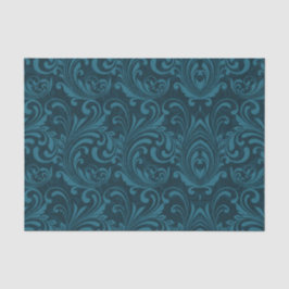 Papel De Seda Padrão de damasco floral em teca escura
