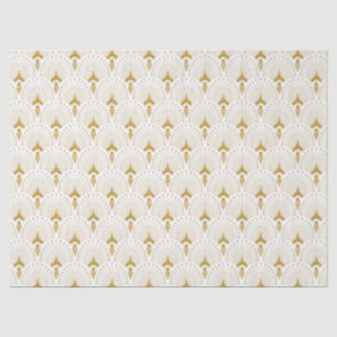 Papel De Seda Padrão de deco de arte Dourado e branco
