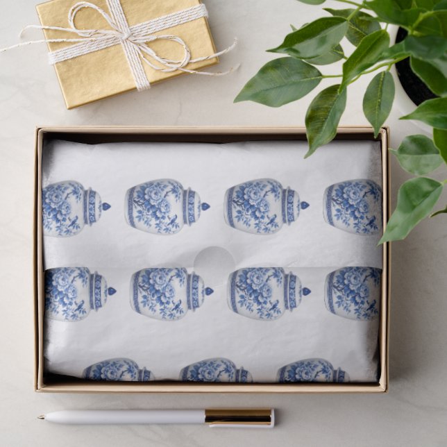 Papel De Seda Padrão de Decoupage Chinoiserie Rosa e Branco (Presente)
