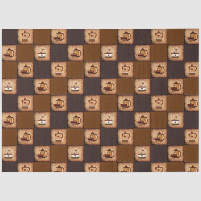 Papel De Seda Padrão de Decoupage Rustic Design do Café (Frente )