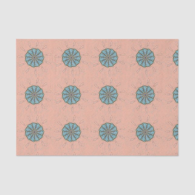 Papel De Seda Padrão de desenho de flor azul (Frente )