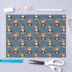 Papel De Seda Padrão de desenho de macaco azul