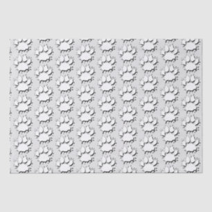 Papel De Seda Padrão de Desenho de Pata de Cachorro de Prata