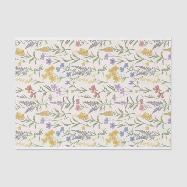 Papel De Seda Padrão de Desenhos do Sistema da Flor Botânica da  (Frente )