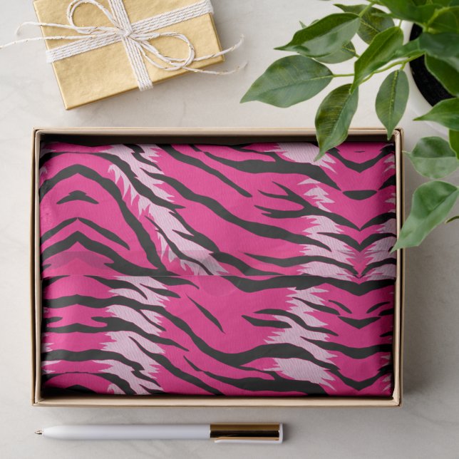 Papel De Seda Padrão de design de pele de tigre rosa  (Presente)