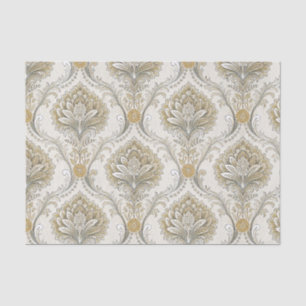 Papel De Seda Padrão de design floral contínuo em damasco dourad