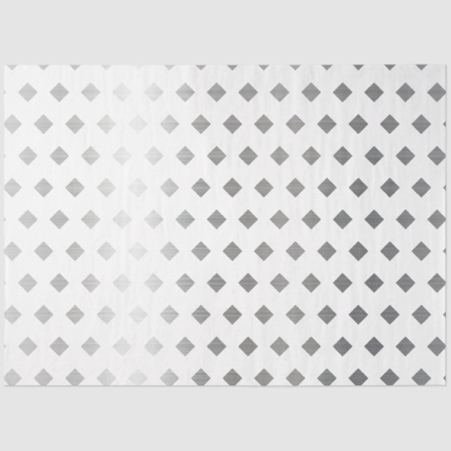 Papel De Seda Padrão de Diamante Branco de Cinzas Prateadas Deco (Frente )