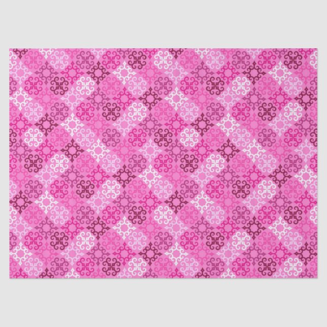 Papel De Seda Padrão de Diamante com Filigrana Rosa (Frente )