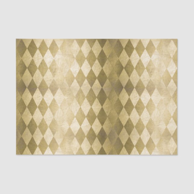 Papel De Seda Padrão de Diamante de Harlequin Dourado em Quic (Frente )