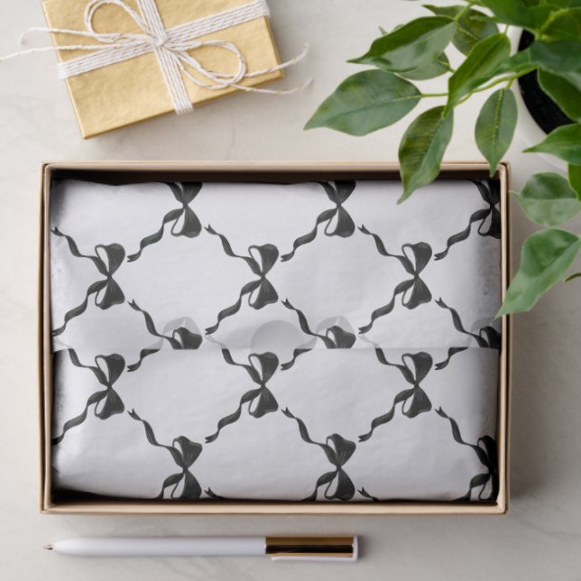 Papel De Seda Padrão de Diamante do Arco Coquette Preto (Presente)