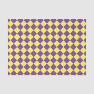 Papel De Seda Padrão de Diamante do Verificador Amarelo Roxo