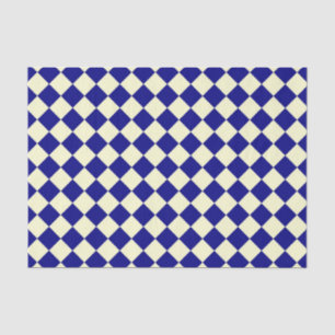 Papel De Seda Padrão de Diamante do Verificador Azul Amarelo