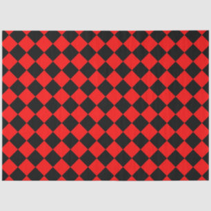 Papel De Seda Padrão de Diamante do Verificador Preto Vermelho