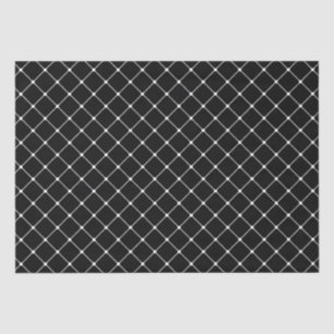 Papel De Seda Padrão de Diamante Geométrico Preto e Branco