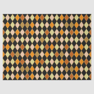 Papel De Seda Padrão de Diamante Preto Laranja Festivo