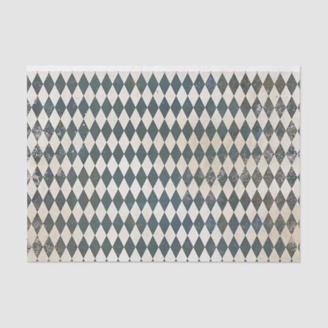 Papel De Seda Padrão de Diamante Verde Harlequin (Frente )