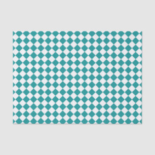 Papel De Seda Padrão de diamante xadrez branco azul-esverdeado