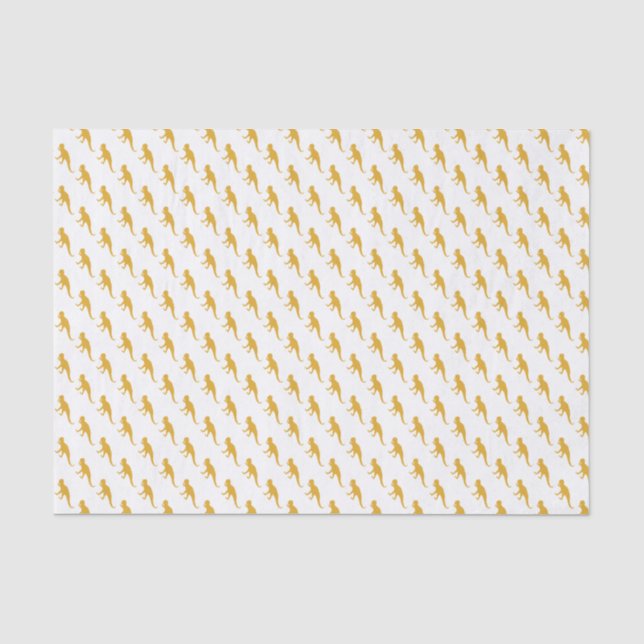 Papel De Seda Padrão de Dinossauro Amarelo (Frente )
