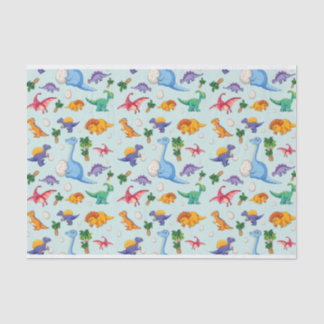 Papel De Seda Padrão de Dinossauro Corajoso